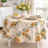 Fata de masa rotunda 160 cm bumbac poliester teflonat Flori mari galbene, fabricata in Romania