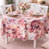 Fata de masa rotunda 160 cm bumbac poliester teflonat flori pictate, fabricata in Romania