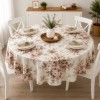 Fata de masa teflonata rotunda 160 cm cu trandafiri roz pe fond crem, fabricata in Romania