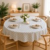 Fata de masa teflonata rotunda 180 cm alba cu Buline albastre, fabricata in Romania
