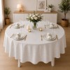 Fata de masa teflonata rotunda 180 cm crem cu imprimeu floral F15, fabricata in Romania