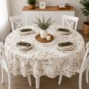 Fata de masa teflonata rotunda 180 cm cu crengute maro pe fundal crem, fabricata in Romania