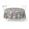 Fata de masa rotunda 180 cm bumbac poliester teflonat Gri cu frunze palmier, fabricata in Romania