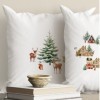 fata de perna decorativa craciun cabin bumbac 100% 45x45cm cu cabane si brazi