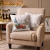 Fata de perna decorativa Craciun Home for Christmas 45x45 cm cu camioneta rosie, brad si casute inzapezite