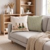 Fata de perna decorativa Craciun Home for Christmas 45x45 cm cu camioneta rosie, brad si casute inzapezite