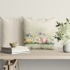 Fata perna decorativa Paste 45x45 cm bumbac 100% Egly cu flori de primavara si oua pastel cu fata dubla