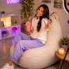 fotoliu bean bag interior exterior crem din piele ecologica pentru terasa acoperita si living