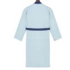 Halat baie unisex bumbac 100%, M/L, fine blue cu guler si cordon navy, broderie ancora