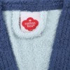 Halat baie unisex bumbac 100%, M/L, fine blue cu guler si cordon navy, broderie ancora