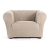 Husă bielastică fotoliu Chesterfield Premium ROC C/00 Bej deschis montată în living modern