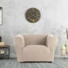 Husă bielastică fotoliu Chesterfield Premium ROC C/00 Bej deschis montată în living modern