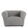 Husă bielastică fotoliu Chesterfield Premium ROC C/6 gri deschis montată în living modern