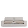 Husă bielastică modulară Premium ROC, Bej inchis, mărimea M, din țesătură elastică Jacquard, pe canapea modernă.