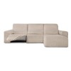 Husa colțar dreapta cu recliner, bielastică 250–360 cm, Premium ROC, C/00 Bej deschis – fixare perfectă și aspect modern