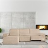 Husa colțar stanga cu recliner, bielastică 250–360 cm, Premium ROC, C/01 bej– fixare perfectă și aspect modern