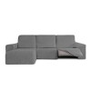 Husa colțar stanga cu recliner, bielastică 250–360 cm, Premium ROC, C/01 bej– fixare perfectă și aspect modern