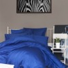 Cearceaf de pat satin cu elastic bumbac 100%, 140x200cm, albastru inchis