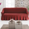 Husa elastica din material creponat, cu volan, pentru canapea 3 locuri, Bordo (Red)