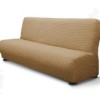 Husa elastica din material creponat, pentru canapea 3 locuri fara brate, Cafea cu Lapte