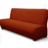 Husa elastica din material creponat, pentru canapea 3 locuri fara brate, Caramiziu