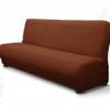 Husa elastica din material creponat, pentru canapea 3 locuri fara brate, Maro inchis