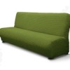 Husa elastica din material creponat, pentru canapea 3 locuri fara brate, Verde