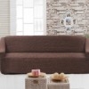 Husa elastica din material creponat, pentru canapea 3 locuri, Maro Inchis (Dark Brown)