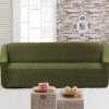 Husa elastica din material creponat, pentru canapea 3 locuri, Verde (Green)