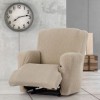 Husa elastica fotoliu cu recliner, Troya, C/11 Maro deschis