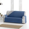 Husă matlasată reversibilă pentru canapea cu patru locuri, în culori albastru și gri, design modern și protecție pentru mobilier.