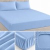 Husa pat tricot cu elastic 180x200 cm, albastru pastel