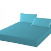 Husa pat tricot cu elastic si 2 fete perna, saltea 180x200cm, turcoaz