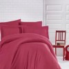 Lenjerie de pat bordo damasc din bumbac 100% cu elastic pentru saltea de 100x200 cm, specială pentru hoteluri, set 3 piese
