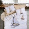 Lenjerie 1 persoana bumbac 100% ranforce, Cotton Box, Maritime Wind Bej