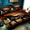 Lenjerie de pat 3D din finet, 6 piese, design cai sălbatici