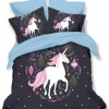 Lenjerie 3D din finet, 6 piese, design unicorn și decor festiv