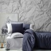 Lenjerie de pat din bumbac 100% ranforce, model Cotton Box Plain, în nuanțe de bleumarin și gri.