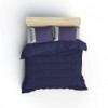 Lenjerie de pat din bumbac 100% ranforce, model Cotton Box Plain, în nuanțe de bleumarin și gri.