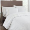 Lenjerie de pat satin de lux albă cu broderie bej TAC Diamond