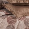 Lenjerie de pat pentru o persoana cu cercuri maro, material bumbac creponat, set 3 piese.