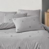 Lenjerie cu broderie pat dublu, bumbac ranforce prespalat, Dots gri