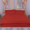Set lenjerie de pat cu elastic roșu cărămiziu din damasc policoton pentru pat de o persoană