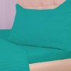 Lenjerie de pat turcoaz cobalt din damasc, set de 4 piese, cu cearșaf elastic pentru saltea de 100x200 cm