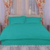 Lenjerie de pat turcoaz cobalt din damasc, set de 4 piese, cu cearșaf elastic pentru saltea de 100x200 cm
