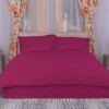 Lenjerie de pat bordo din damasc, set de 4 piese, cu cearșaf elastic pentru saltea de 140x200 cm