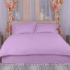 Lenjerie de pat lila din damasc, set de 4 piese, cu cearșaf elastic