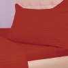 Lenjerie de pat roșu cărămiziu pentru pat dublu, din damasc policoton, cearceaf cu elastic