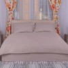 Set lenjerie cu elastic damasc policoton cappuccino pentru pat 160x200 cm, lux și confort