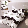 Lenjerie de pat din finet cu elastic, 6 piese, design fluturi mov